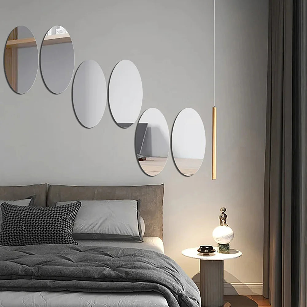BIG STICKER MIRROR OVAL ACRYLIC HIGH-DEFINITION TOUGH WALL STICKER HOME BEDROOM BATHROOM SELF-ADHESIVE MIRROR