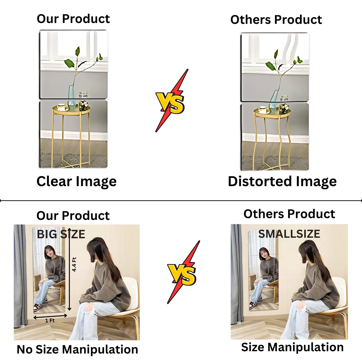 Vertical Symphony Mirror Trio ( Pack of 3)